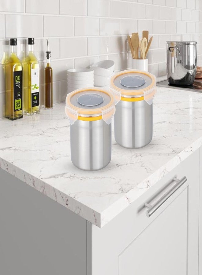STEELLOCK Stainless Steel Airtight Container with Lid | Leakproof, BPA-Free | Multipurpose Food Storage Containers/Tiffin/Dabba for Office, School & Kitchen | SL-1203-set of 2, 500ml each, Yellow - Image 2